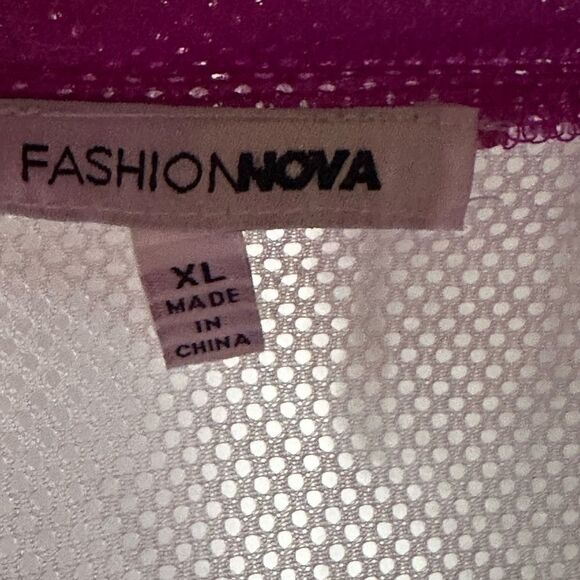 FASHION Nova mesh jacket colorblock 1/2 purple/white sz XL - Picture 3 of 4